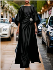 High-Low Irregular Clipping Solid Color Round-Neck Maxi Dresses