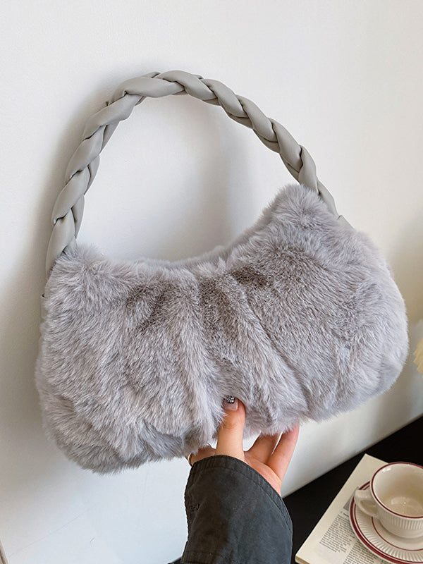 Pleated Split-Joint Woven Straps Handbags Bags