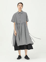 Loose Split-Side False-Two Cropped Midi Dress