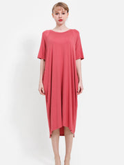 Modal Asymmetric Short Sleeve Loose Oversize Pajamas Dress