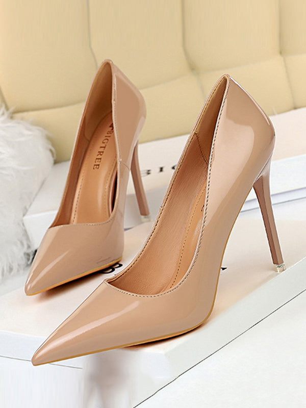 Solid Color Split-Joint Scarpin Salto Pumps