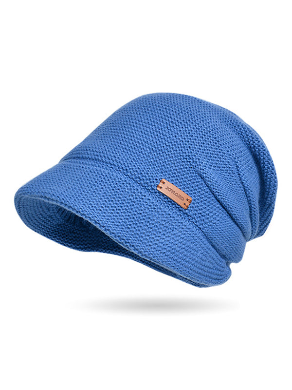 Flat Brim Solid Color Split-Joint Knitted Hats Hats