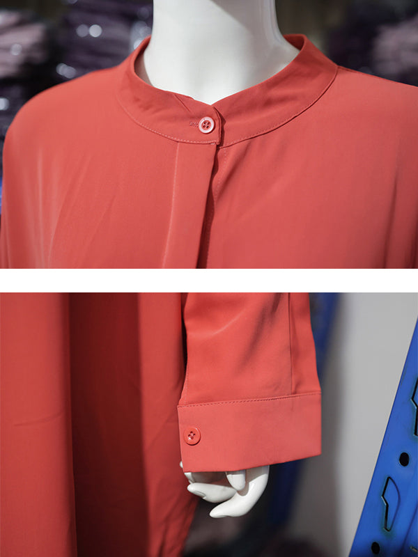 Buttoned Muslim Solid Color Split-Side Batwing Sleeves Loose Round-Neck Muslim Abaya Maxi Dresses