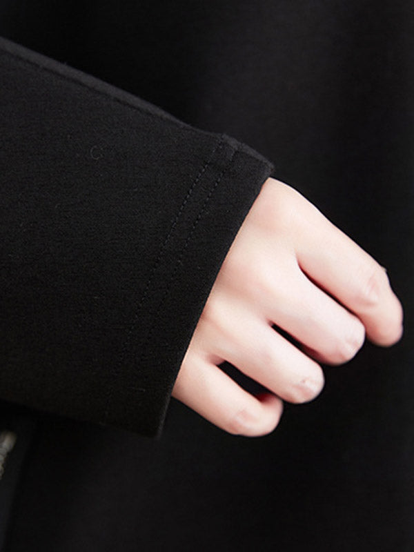 Asymmetric Split-Joint Zipper Long Sleeves Loose Heaps Collar Sweatshirt Tops