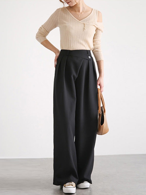 Casual Wide Leg Loose Solid Color Pants Bottoms