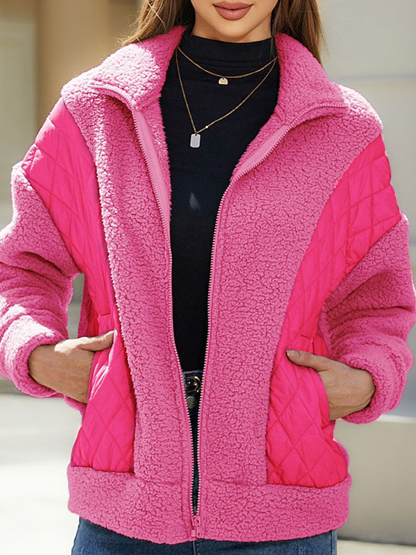 Split-Joint Velvet Long Sleeves Loose Lapel Outerwear