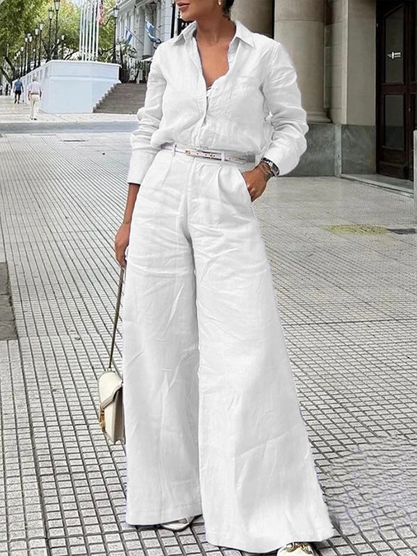 Long Sleeves Loose Solid Color Split-Joint Lapel Blouses&Shirts Tops