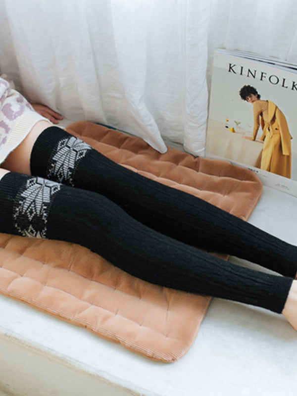 Twist Snowflake Printed Over-The-Knee Leg Warmers Accessories