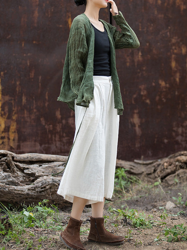 Pleated Split-Joint High Waisted Loose Trousers Pants