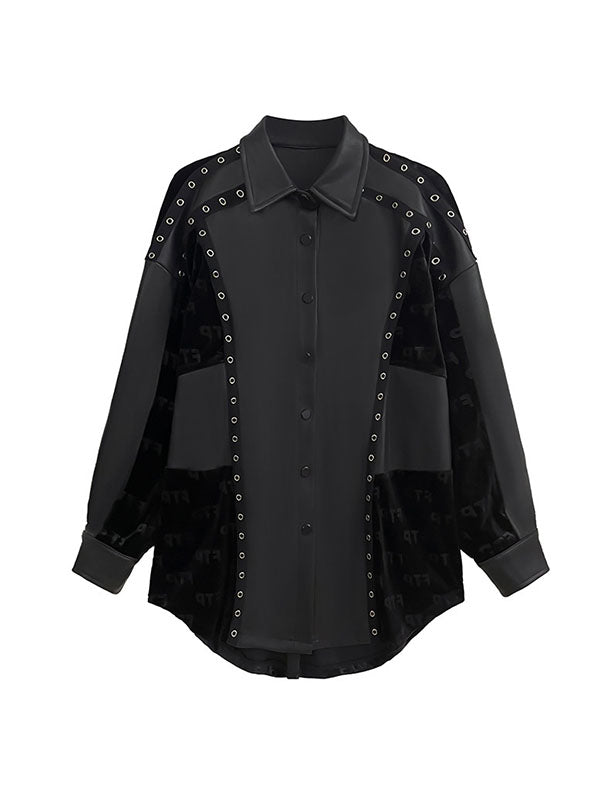 Buttoned Split-Joint High-Low Long Sleeves Lapel Blouses&Shirts Tops