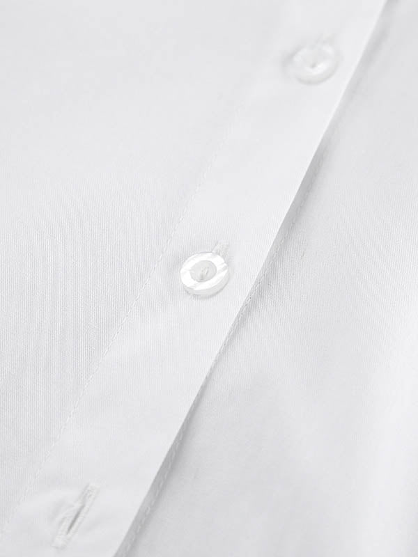 Buttoned Pleated Solid Color High Waisted Long Sleeves Lapel Shirt Dress Mini Dresses