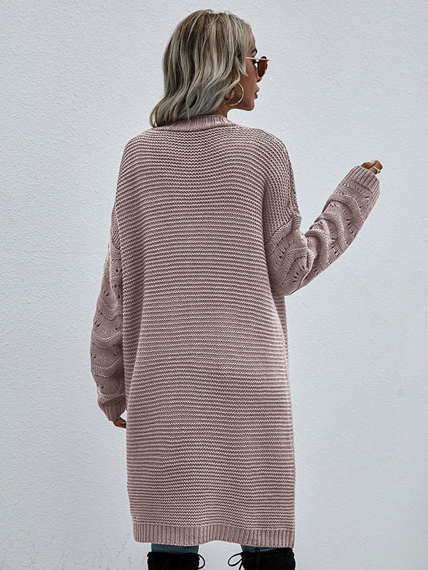 Urban Loose Solid Color Jacquard Cardigan Top
