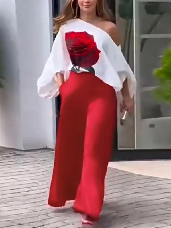Pockets Solid Color High Waisted Loose Trousers Pants
