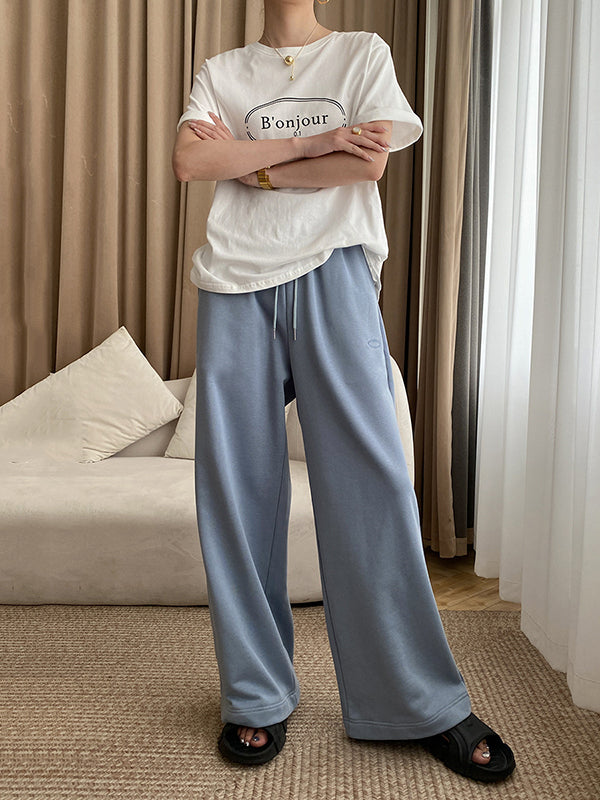 Solid Color High Waisted Wide Leg Casual Pants Bottoms