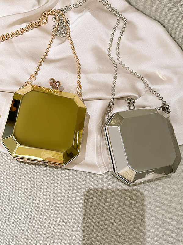 Chains Geometric Solid Color Satchels Crossbody Bags