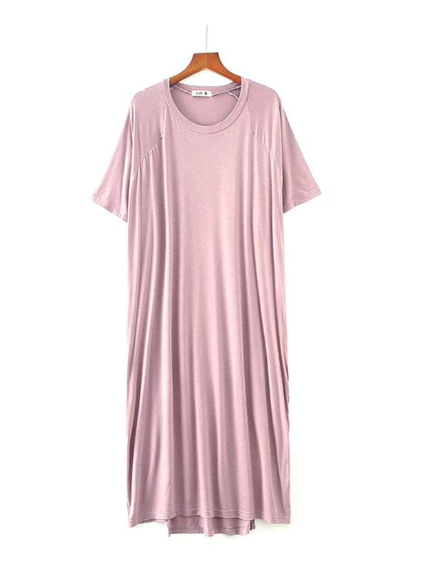 Modal Asymmetric Short Sleeve Loose Oversize Pajamas Dress