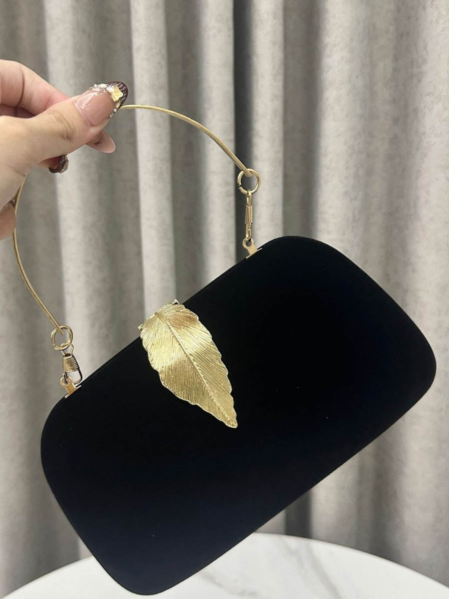 Chains Leaves Shape Lock Pleated Evening Bags & Clutches Crossbody Bags