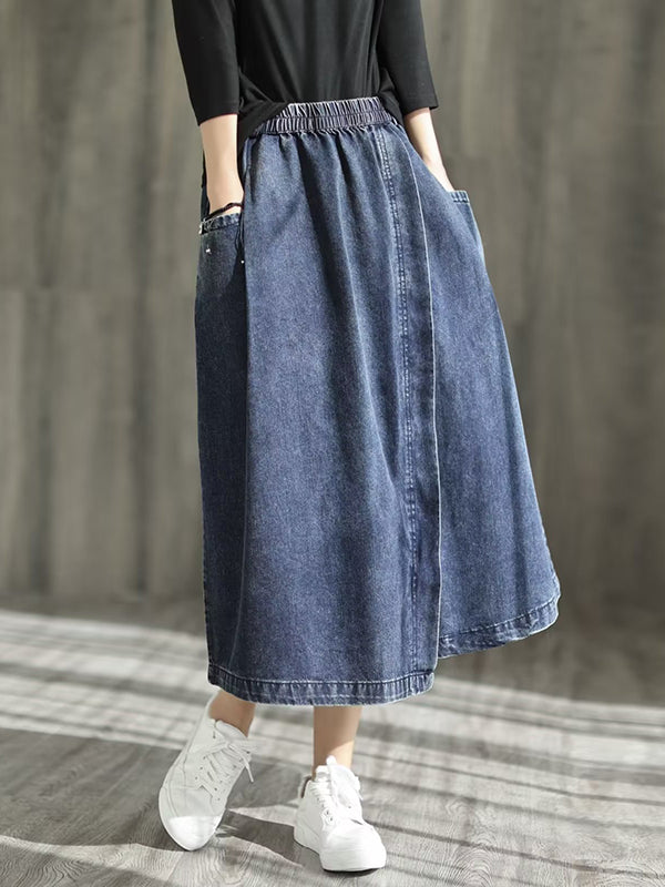 Asymmetric Elasticity Split-Joint Loose Skirts
