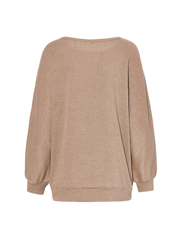 Split-Joint Long Sleeves Loose Round-Neck T-Shirts Tops