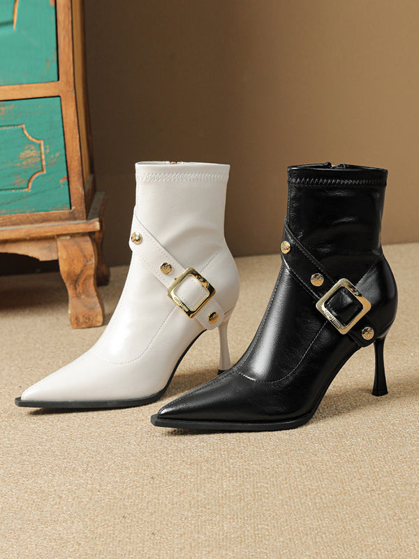 Pointed-Toe Split-Joint Pumps Boots