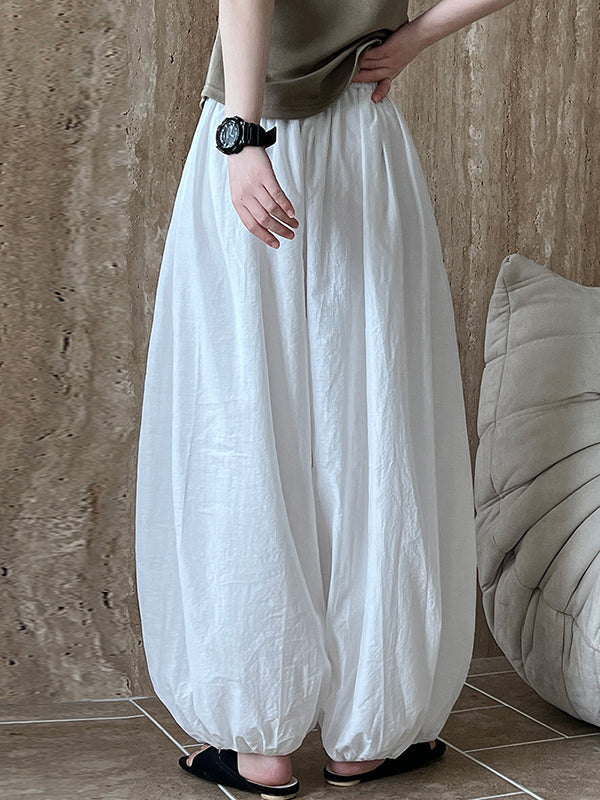 Elasticity Solid Color Split-Joint Harem Pants High Waisted Trousers Pants