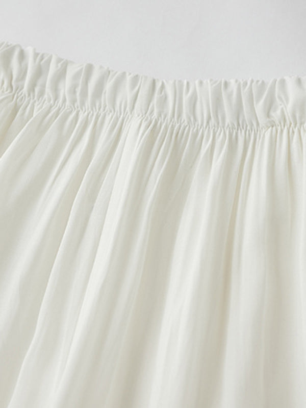 Elasticity Solid Color Loose Wide Leg Casual Pants Bottoms