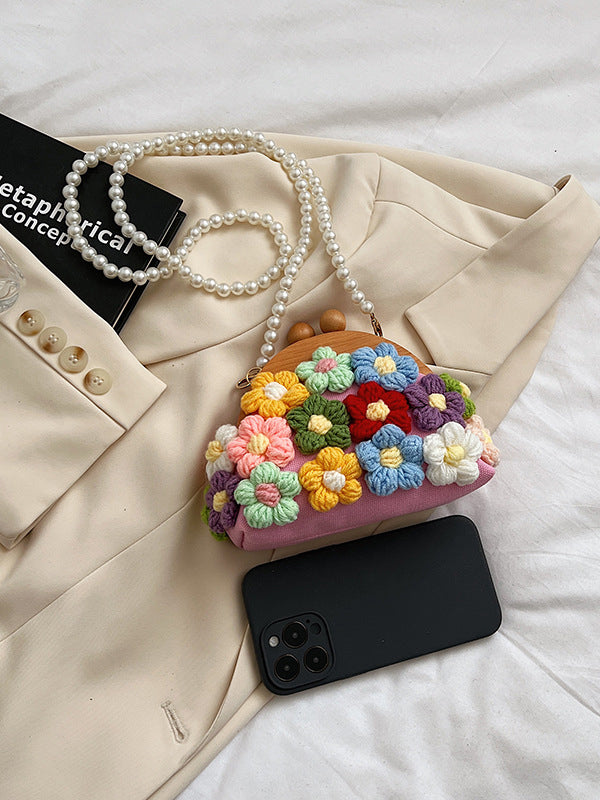 Chains Flower Shape Handbags Crossbody Bags