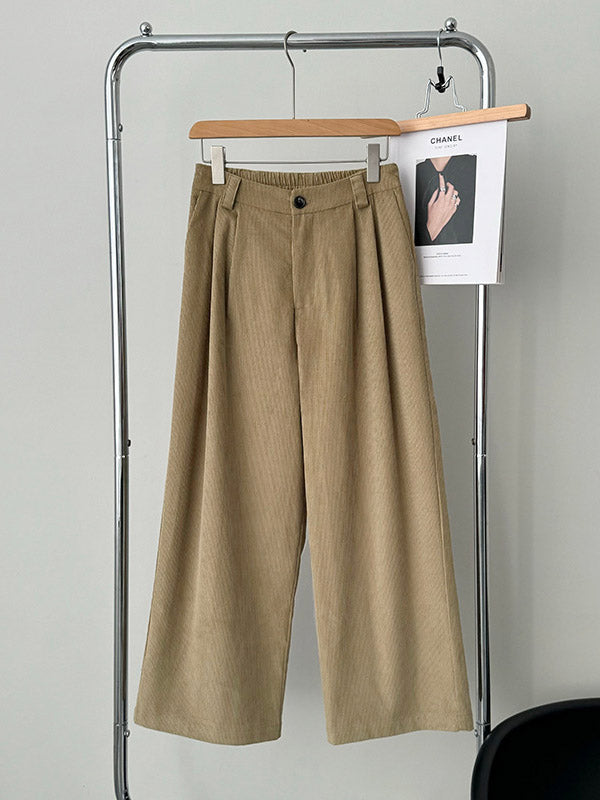Elasticity Pleated Split-Joint High Waisted Loose Trousers Pants