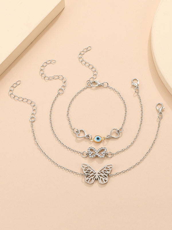 Butterfly Shape Chains Anklets Three Pieces