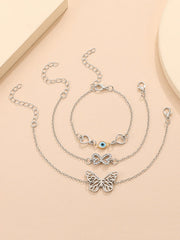 Butterfly Shape Chains Anklets Three Pieces