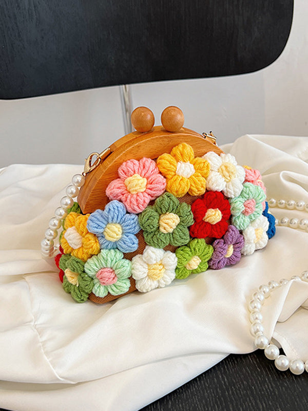 Chains Flower Shape Handbags Crossbody Bags