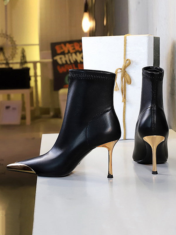 Pointed-Toe Split-Joint Pumps Boots