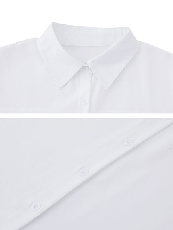 Split-Joint High-Low Irregular Clipping Lapel Blouses