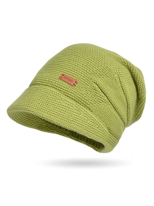Flat Brim Solid Color Split-Joint Knitted Hats Hats