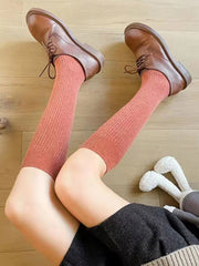 Casual Wool Keep Warm Solid Color Socks Accessories