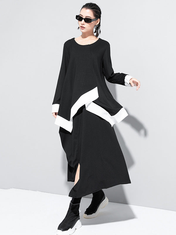 Original Asymmetric Split-Joint Round-Neck T-Shirt