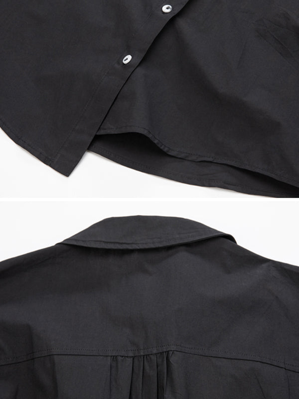 Stylish BF Asymmetric Lapel Blouse