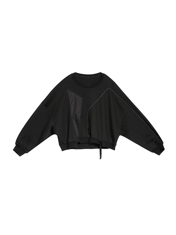 Batwing Sleeves Irregularity Solid Color Round-Neck Sweatshirt Tops