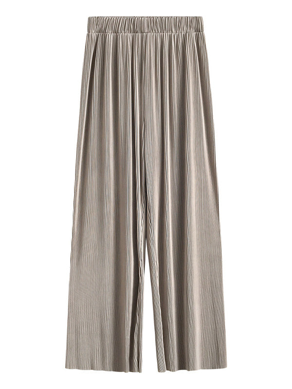 Pleated Solid Color Comfortable Casual Loose Wide-Leg Pants