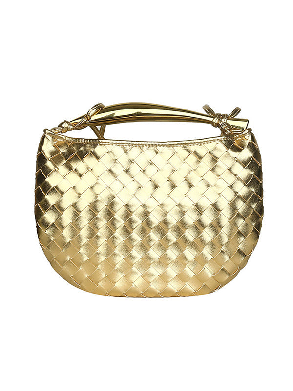 Geometric Split-Joint Woven Zipper Handbags Bags