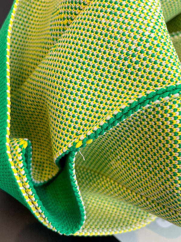 Contrast Color Floral Printed Woven Woven Handbag