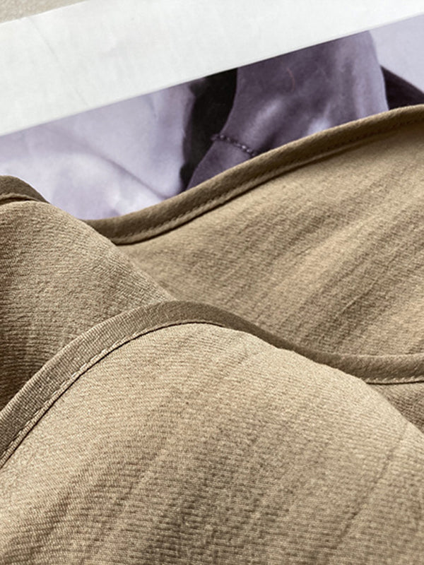 Casual Loose Solid Color Puff Sleeves Blouse&Wide Leg Shorts Two Pieces Set