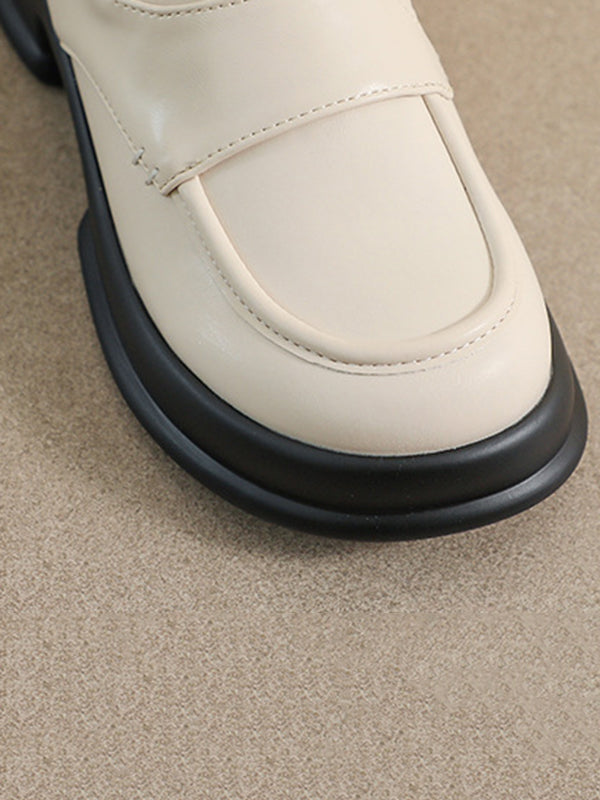 Round-Toe Split-Joint Platform Shoes Loafers