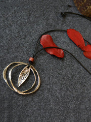 Leaf Double Circle Fresh Necklace