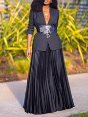 Pleated Solid Color High Waisted Loose Skirts Bottoms