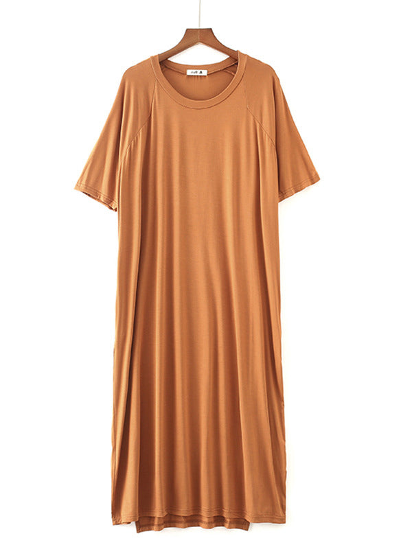 Comfortable Solid Short Sleeves Pajama Dress