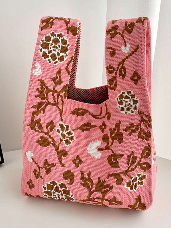 Floral Printed Woven Handbag Bags Accessories