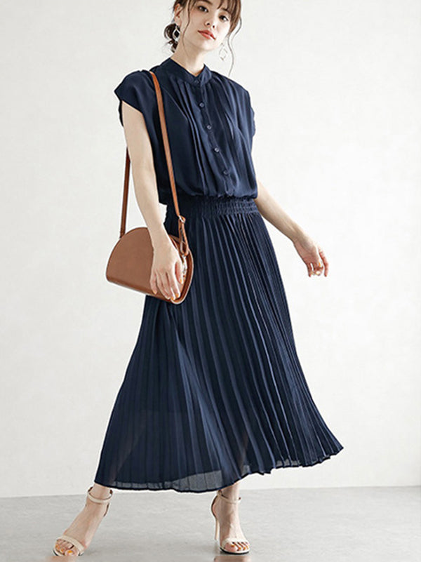 Chiffon 5 Colors Loose Pleated Split-Joint Dress