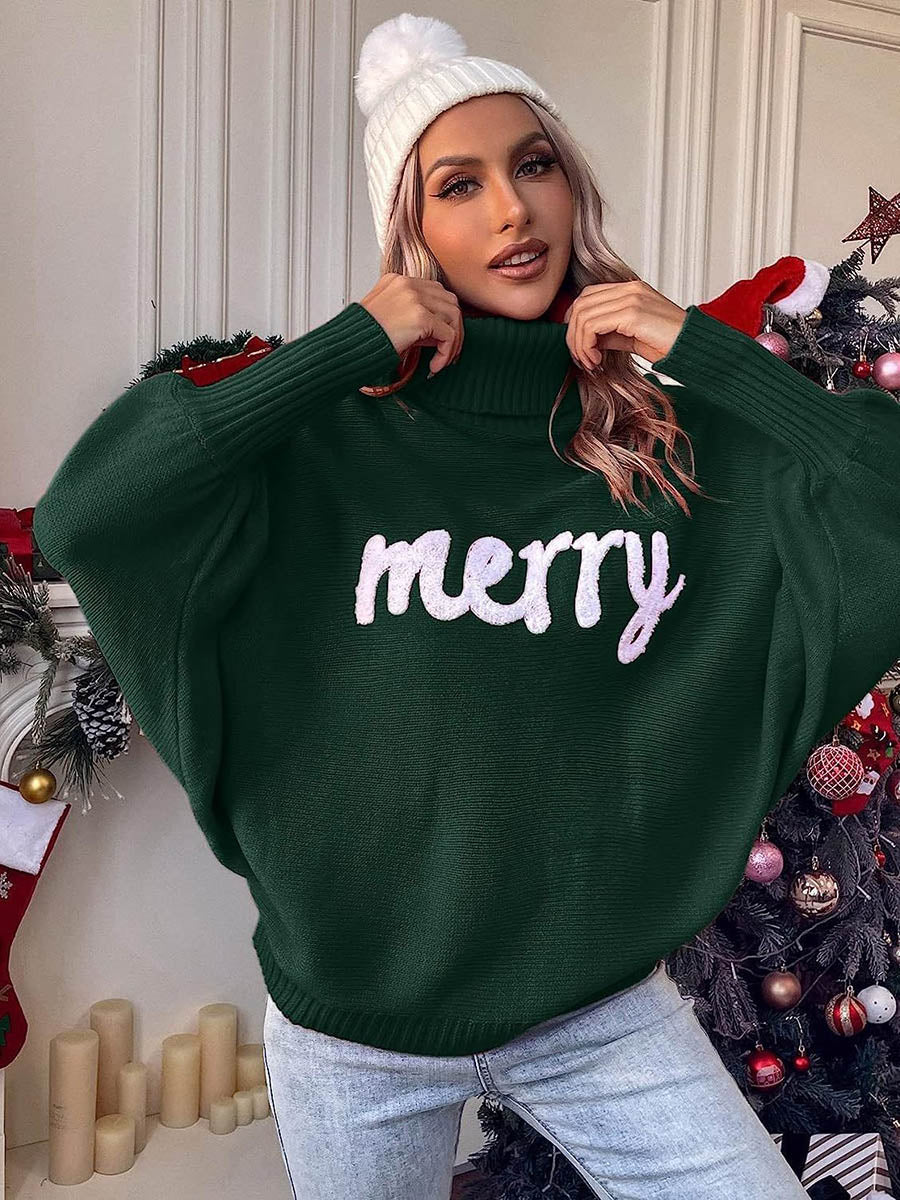 Contrast Color Printed Split-Joint Long Sleeves Loose High Neck Sweater Tops