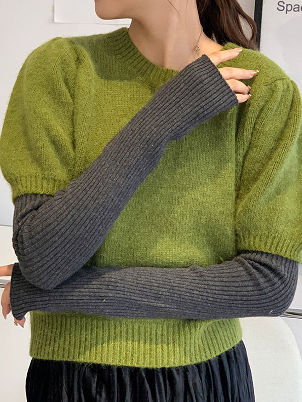 Casual Wool Knitting Keep Warm Solid Color Arm Warmers Accessories